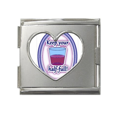 Glass Half Full Mega Link Heart Italian Charm (18mm) from ArtsNow.com Front