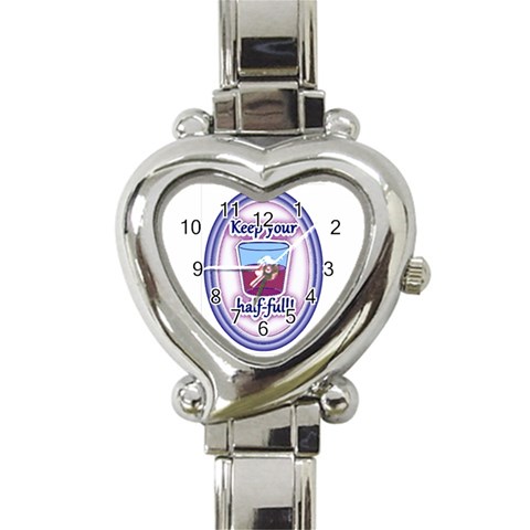 Glass Half Full Heart Italian Charm Watch from ArtsNow.com Front