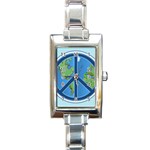 World Peace Rectangular Italian Charm Watch