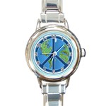 World Peace Round Italian Charm Watch