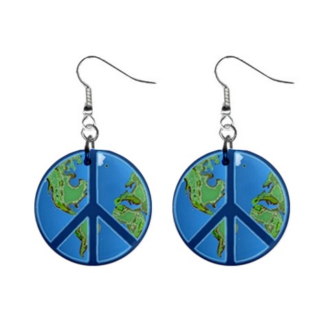 World Peace 1  Button Earrings from ArtsNow.com Front