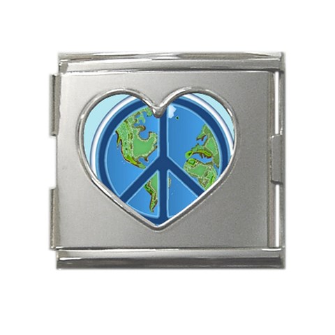 World Peace Mega Link Heart Italian Charm (18mm) from ArtsNow.com Front