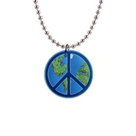 World Peace 1  Button Necklace from ArtsNow.com Front