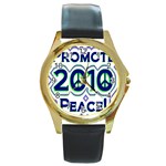 Promote Peace-2010 Round Gold Metal Watch