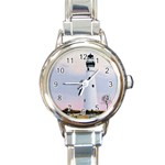 Evening s Light Round Italian Charm Watch