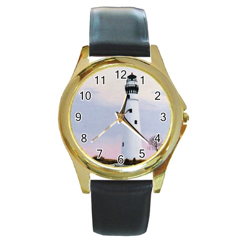 Evening s Light Round Gold Metal Watch from ArtsNow.com Front