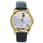 Evening s Light Round Gold Metal Watch