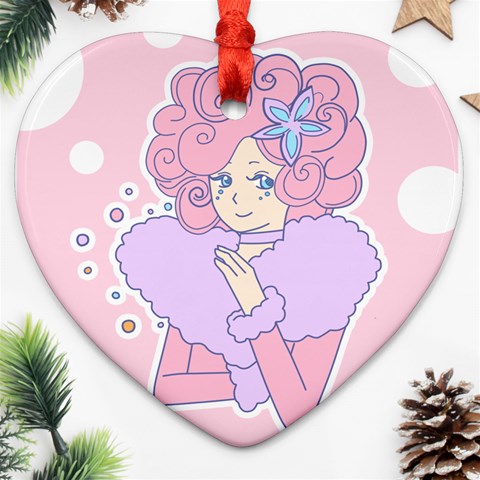 Bubbles Pink Ornament (Heart) from ArtsNow.com Front