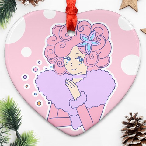 Bubbles Pink Heart Ornament (Two Sides) from ArtsNow.com Front