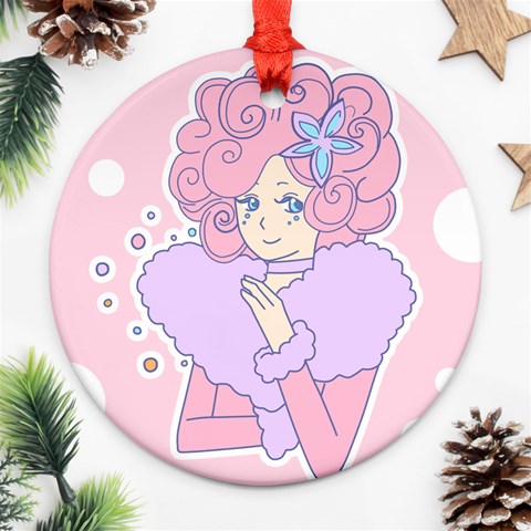 Bubbles Pink Ornament (Round) from ArtsNow.com Front