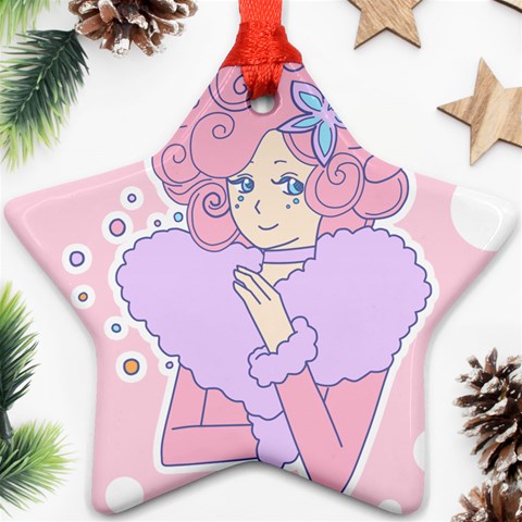 Bubbles Pink Ornament (Star) from ArtsNow.com Front