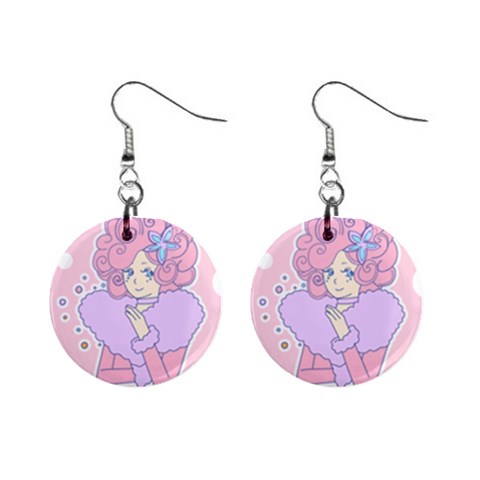 Bubbles Pink 1  Button Earrings from ArtsNow.com Front