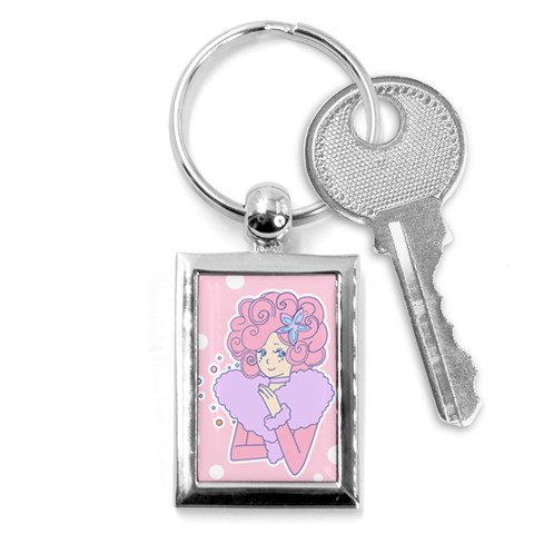 Bubbles Pink Key Chain (Rectangle) from ArtsNow.com Front