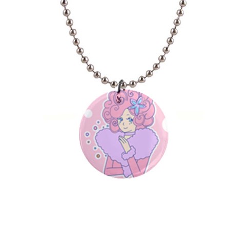 Bubbles Pink 1  Button Necklace from ArtsNow.com Front