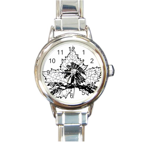 Maple & Eagle Round Italian Charm Watch from ArtsNow.com Front