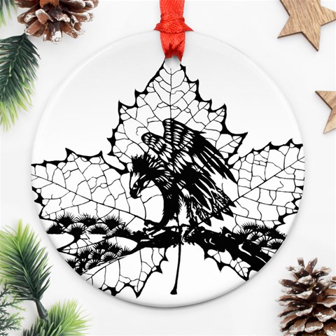 Maple & Eagle Ornament (Round) from ArtsNow.com Front