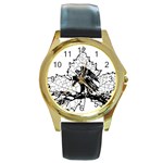 Maple & Eagle Round Gold Metal Watch