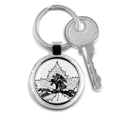 Maple & Eagle Key Chain (Round) from ArtsNow.com Front