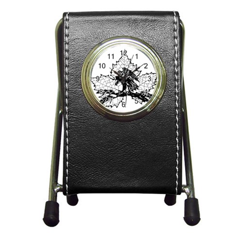 Maple & Eagle Pen Holder Desk Clock from ArtsNow.com Front