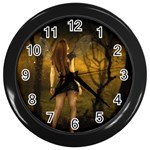 Dark Fairy In Forrest Wall Clock (Black)