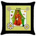 Frida Throw Pillow Case (Black)