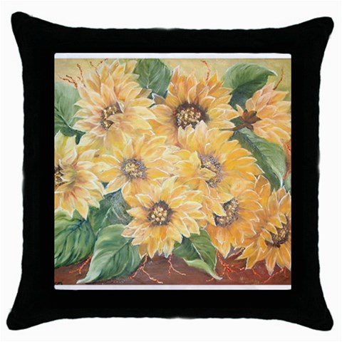 GIRASSOIS I Throw Pillow Case (Black) from ArtsNow.com Front
