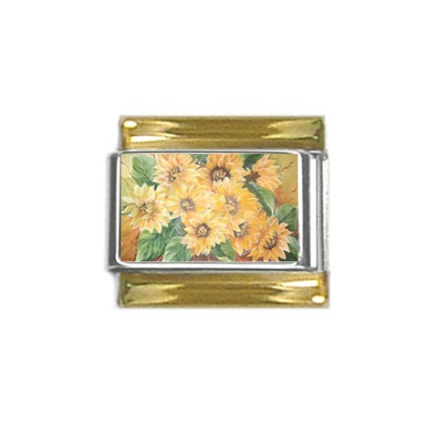GIRASSOIS I Gold Trim Italian Charm (9mm) from ArtsNow.com Front