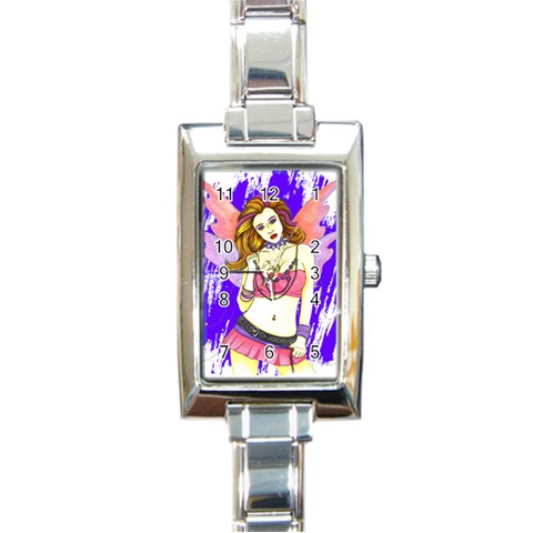 Amber Rectangular Italian Charm Watch from ArtsNow.com Front