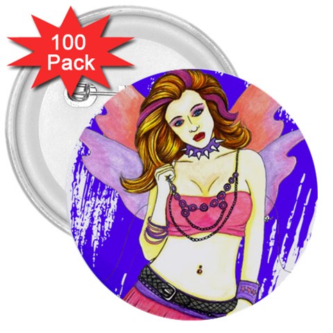Amber 3  Button (100 pack) from ArtsNow.com Front
