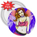 Amber 3  Button (100 pack)