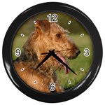 Airedale Terrier Dog Wall Clock (Black)