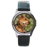 Airedale Terrier Dog Round Metal Watch