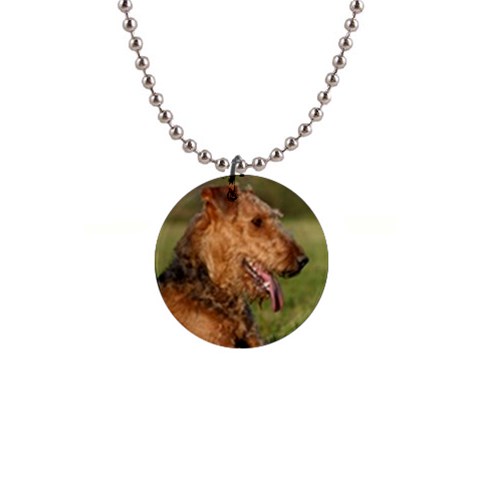 Airedale Terrier Dog 1  Button Necklace from ArtsNow.com Front