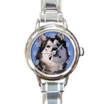 Alaskan Malamute Dog Round Italian Charm Watch