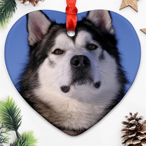 Alaskan Malamute Dog Ornament (Heart) from ArtsNow.com Front