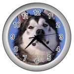 Alaskan Malamute Dog Wall Clock (Silver)