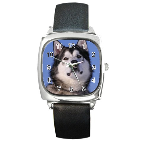 Alaskan Malamute Dog Square Metal Watch from ArtsNow.com Front