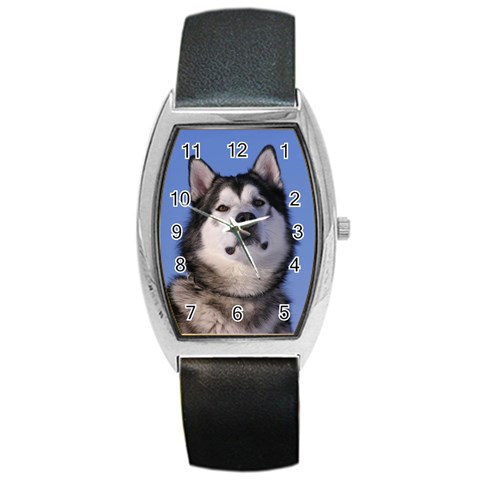 Alaskan Malamute Dog Barrel Style Metal Watch from ArtsNow.com Front