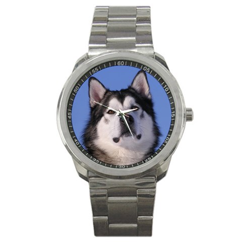 Alaskan Malamute Dog Sport Metal Watch from ArtsNow.com Front