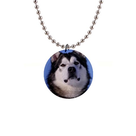 Alaskan Malamute Dog 1  Button Necklace from ArtsNow.com Front