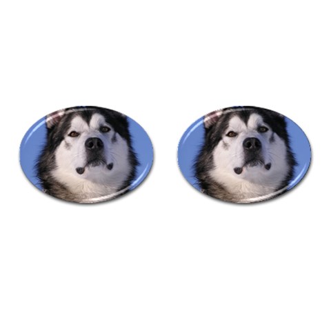 Alaskan Malamute Dog Cufflinks (Oval) from ArtsNow.com Front(Pair)