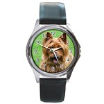 Australian Terrier Dog Round Metal Watch