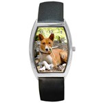 Basenji Dog Barrel Style Metal Watch