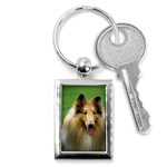 Collie Dog Key Chain (Rectangle)