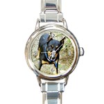 Doberman Pinscher Dog Round Italian Charm Watch