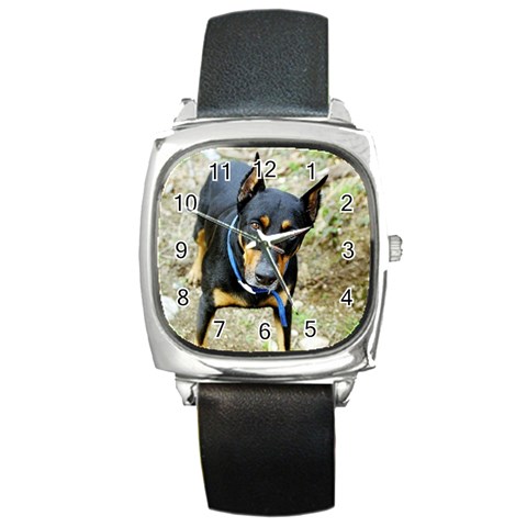 Doberman Pinscher Dog Square Metal Watch from ArtsNow.com Front