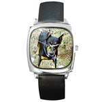 Doberman Pinscher Dog Square Metal Watch