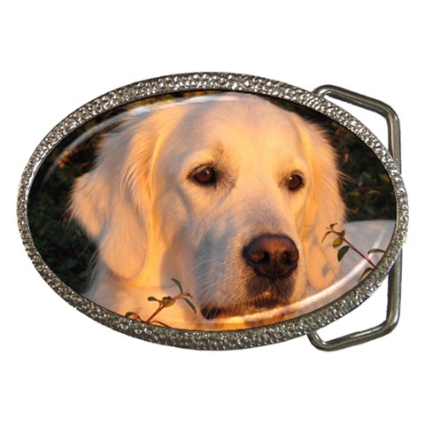 Golden Retriever Dog Belt Buckle from ArtsNow.com Front