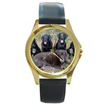 Labrador Retriever Dog Round Gold Metal Watch