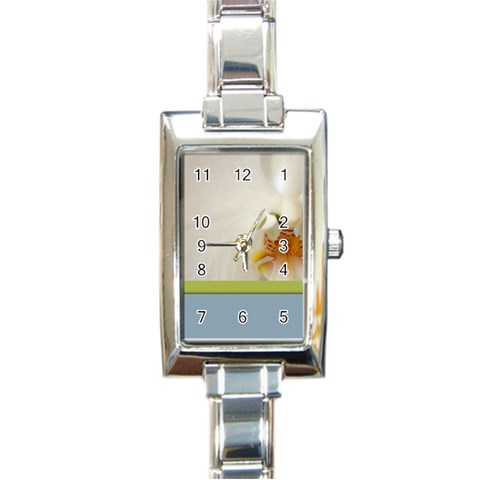 Wedding Orchid Rectangular Italian Charm Watch from ArtsNow.com Front